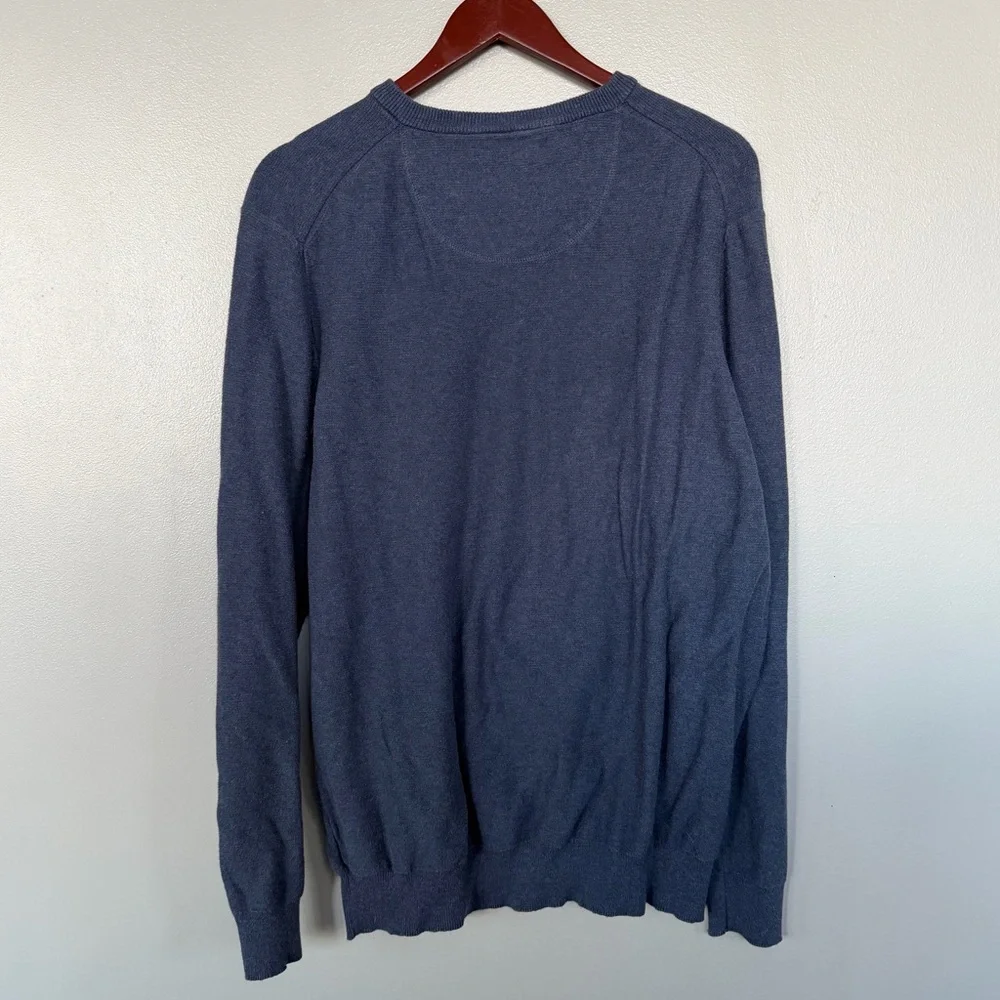 Lachlan XL Mens British Inspired Blue‎ Heathered V-Neck Pullover Sweater Cotton